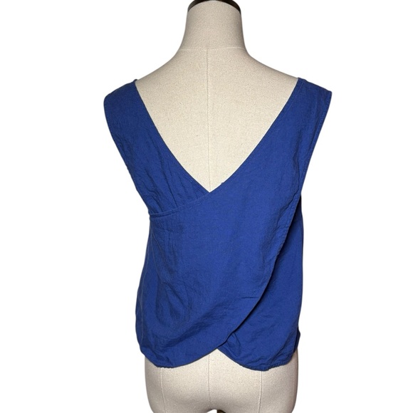 Madewell Royal Blue Criss-Cross Linen Tank Top 4 - Picture 4 of 11
